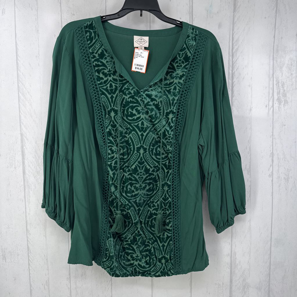 2x 3/4 slv semi velvet top