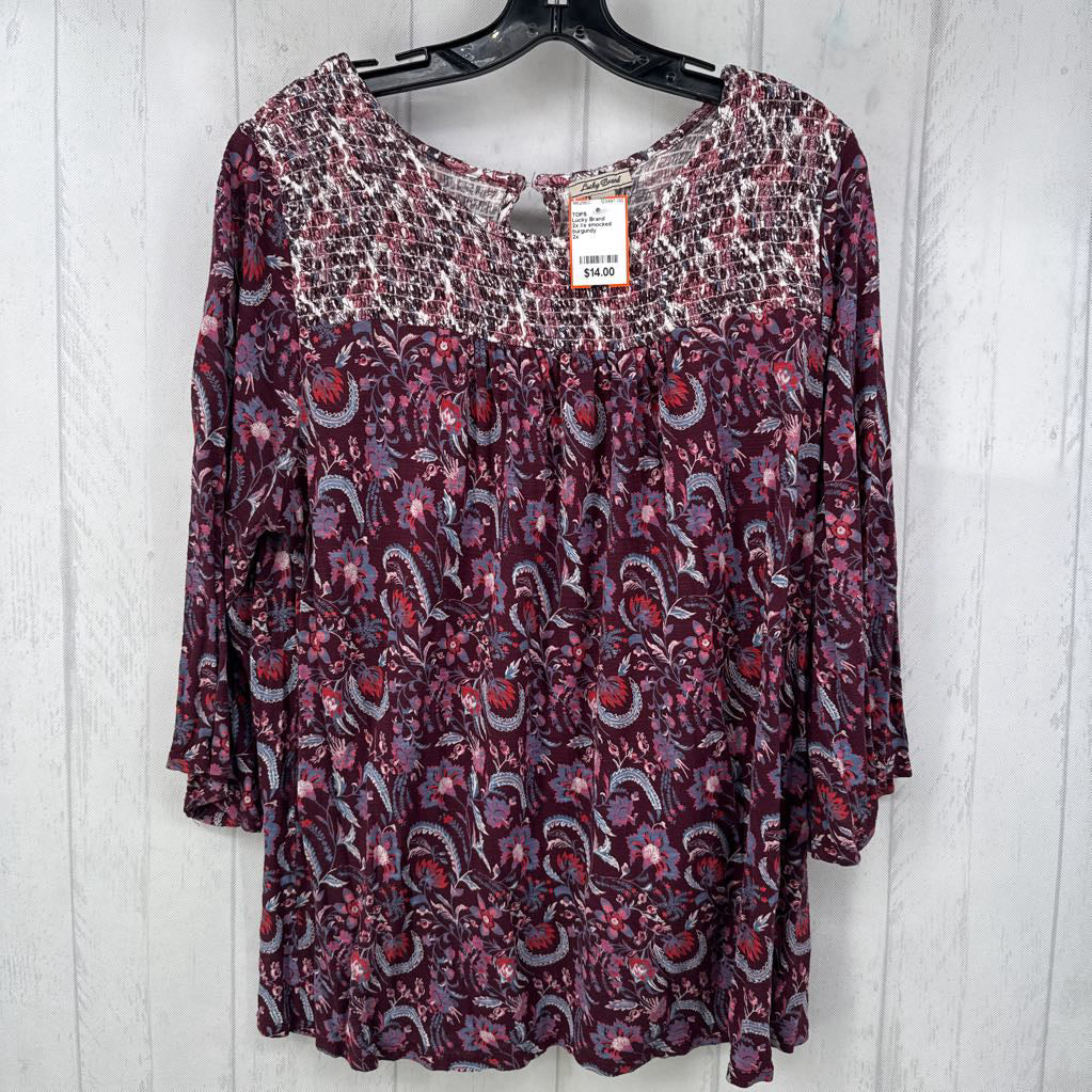 2x l/s smocked paisley top