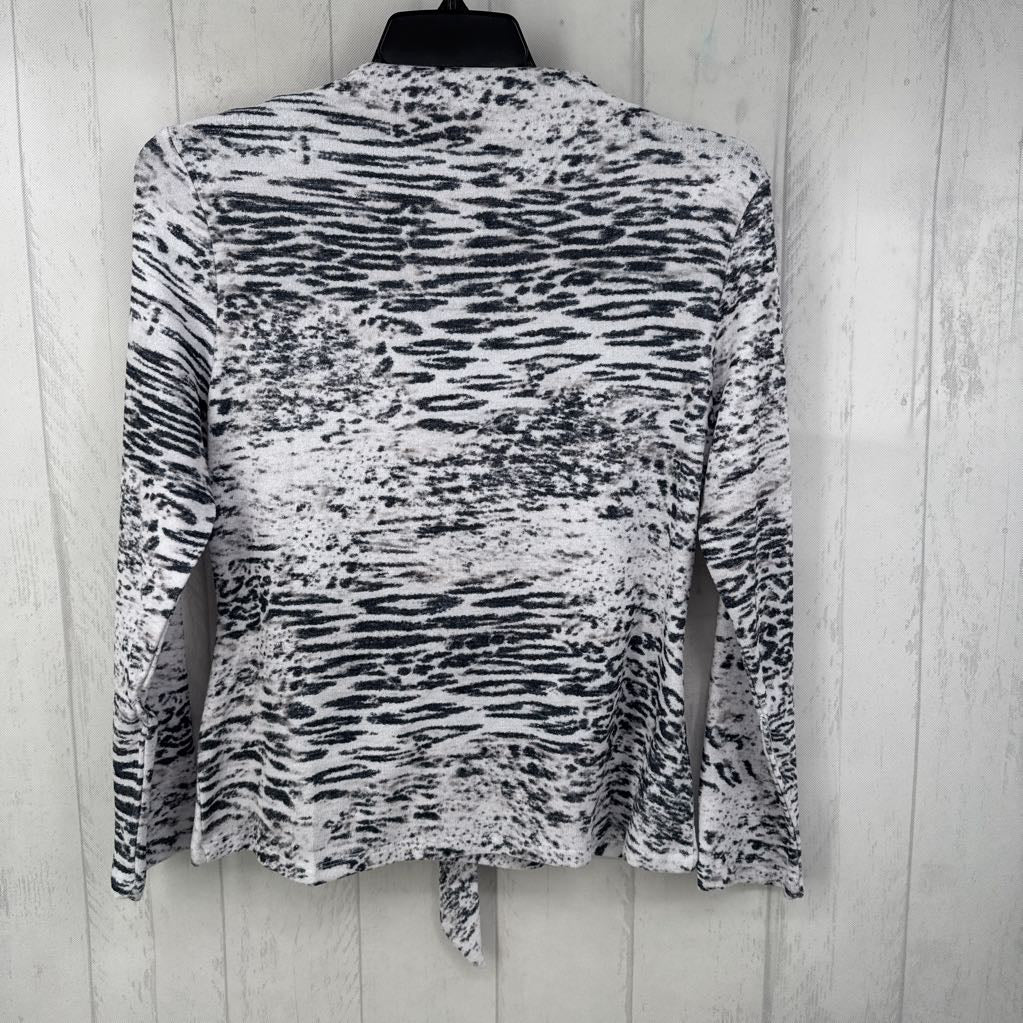 M animal print notch neck l/s top