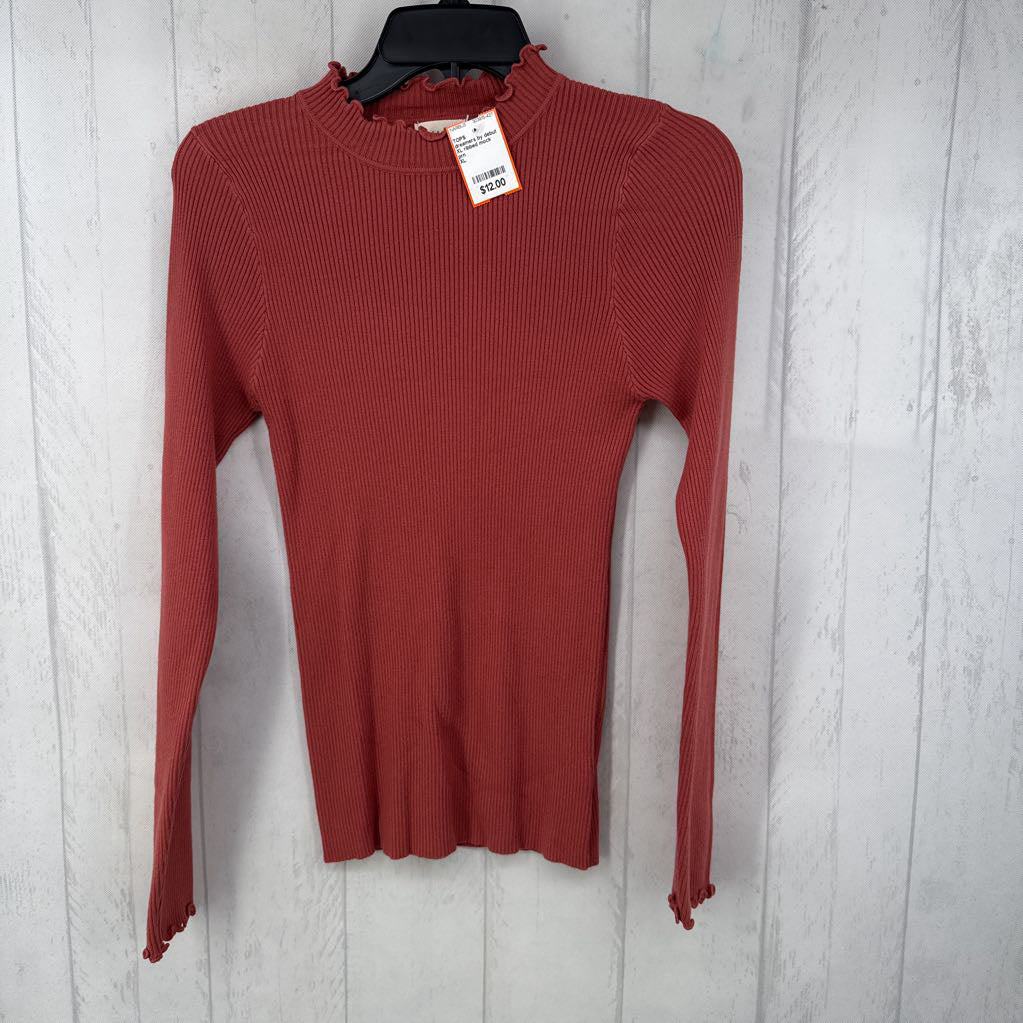 XL ribbed mock neck l/s top