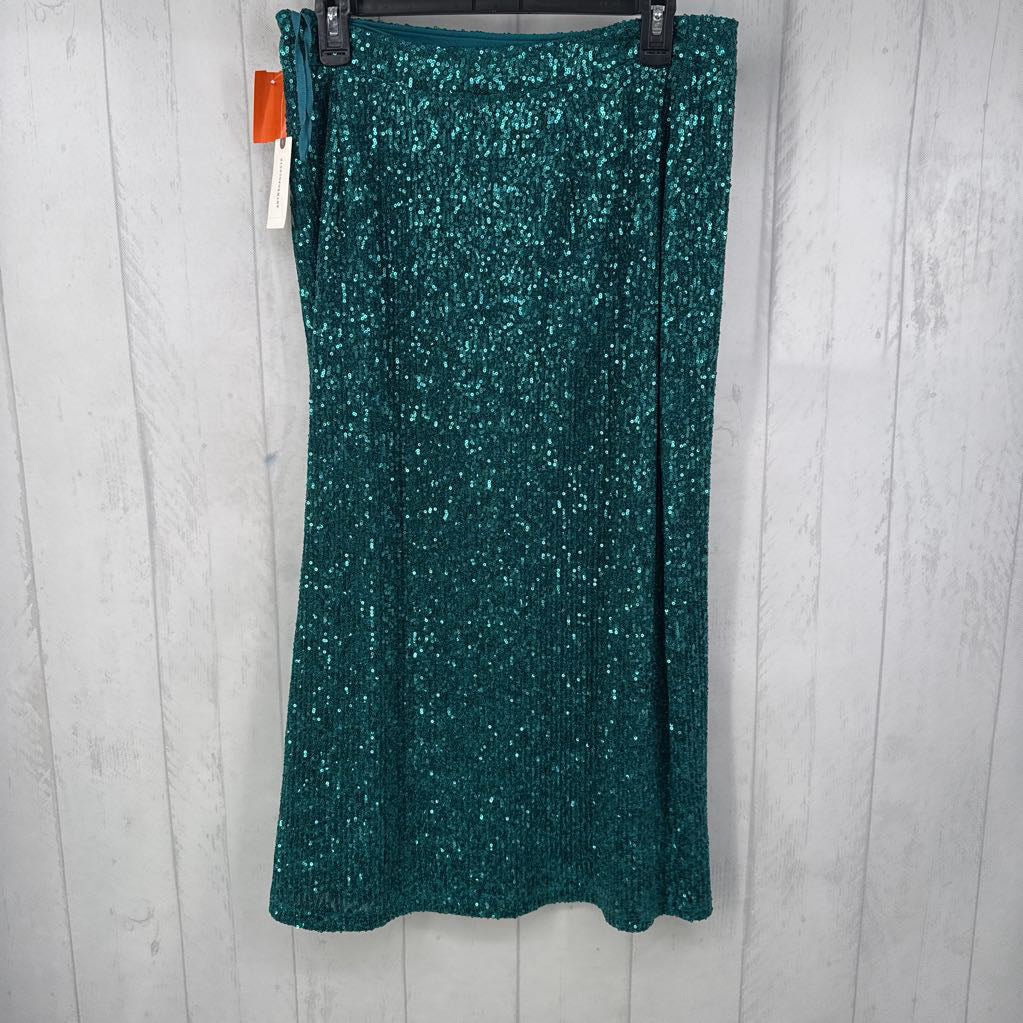 R128 M sequin front slit long skirt
