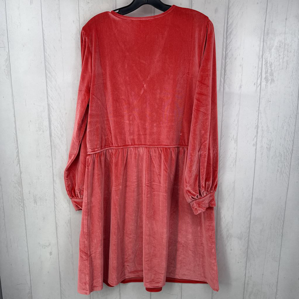 L velvet v-neck l/s dress