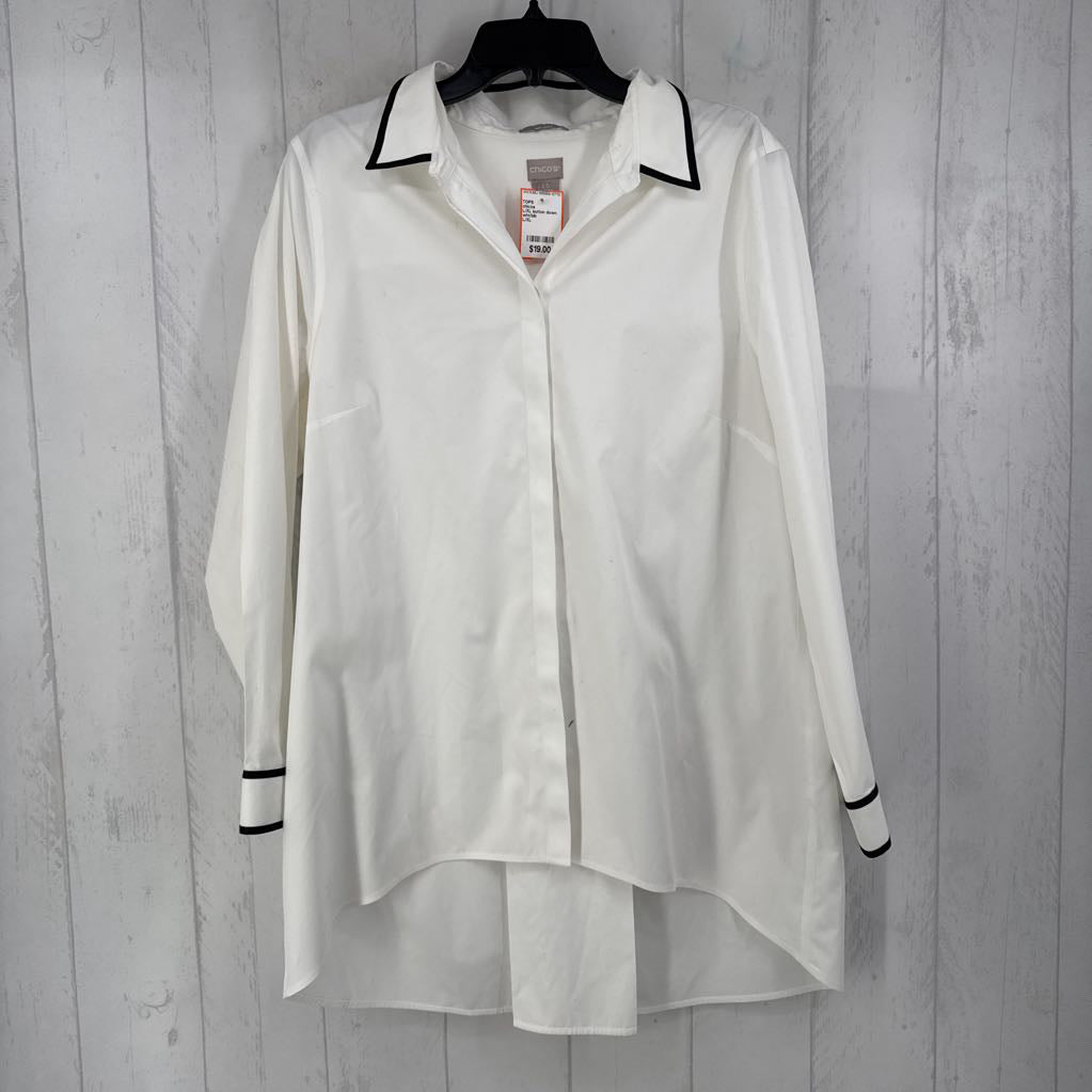 L/XL button down hi-lo l/s top