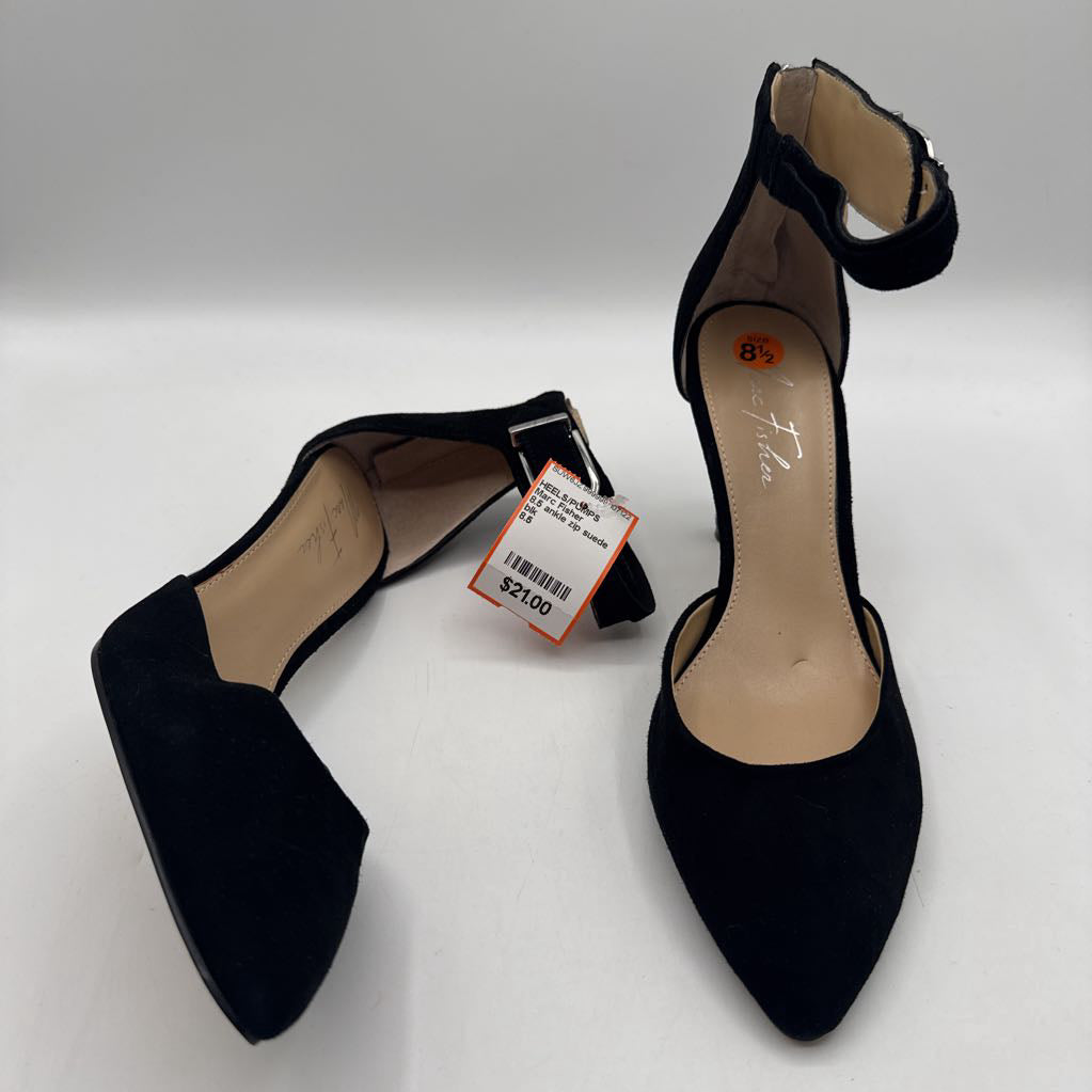 8.5 ankle zip suede heels