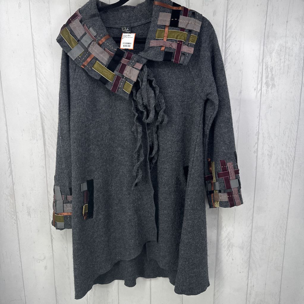 M woven tie front jacket