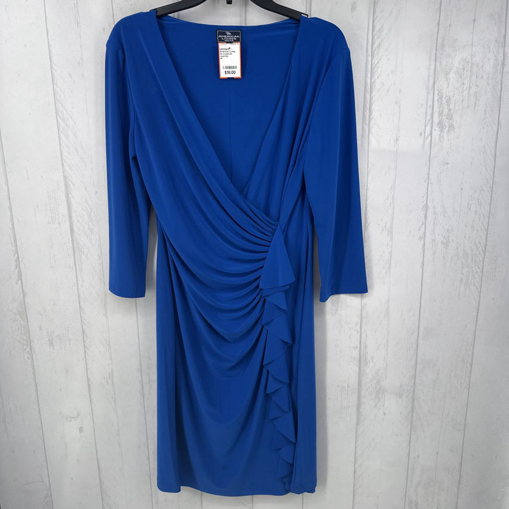 14 crossover ruffled 3/4 slv dress