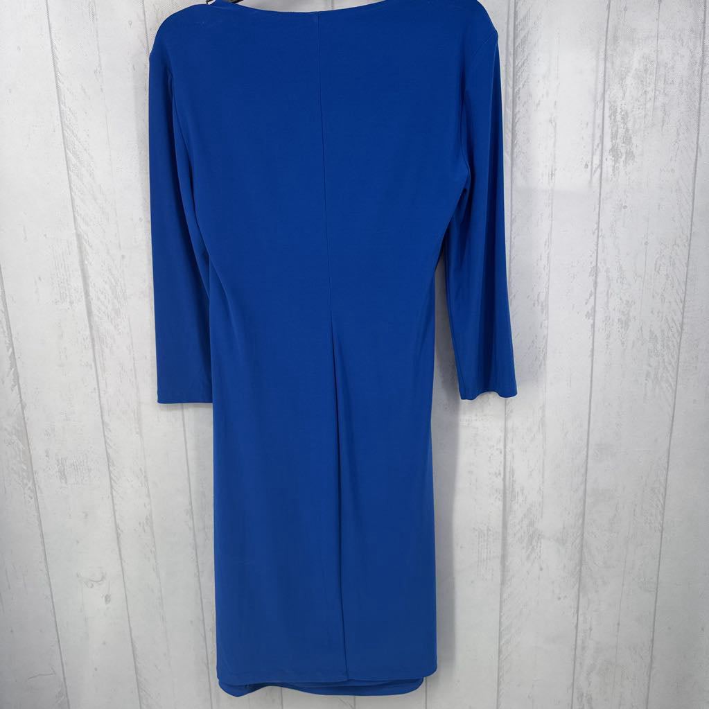 14 crossover ruffled 3/4 slv dress