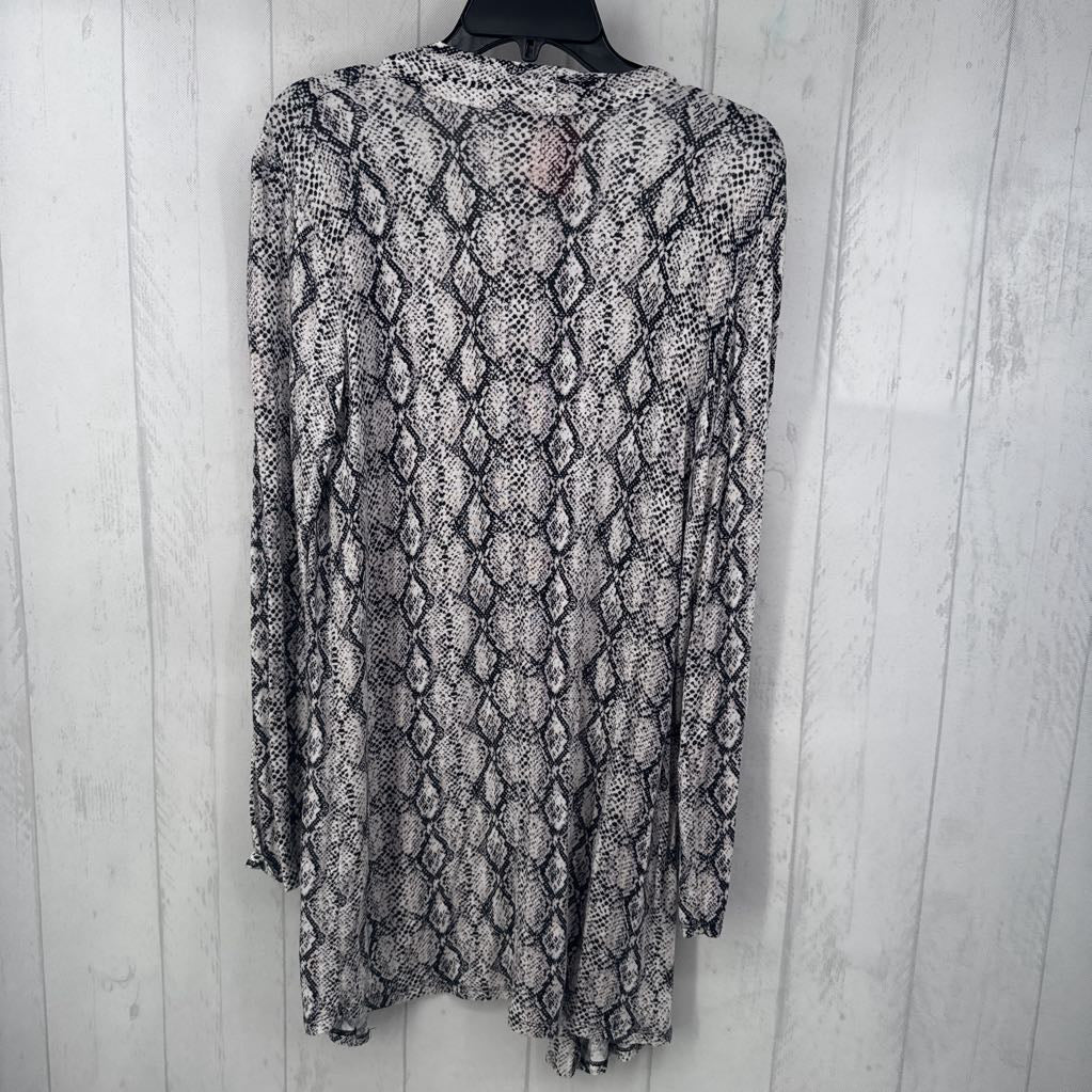 S snakeskin print open front l/s cardi