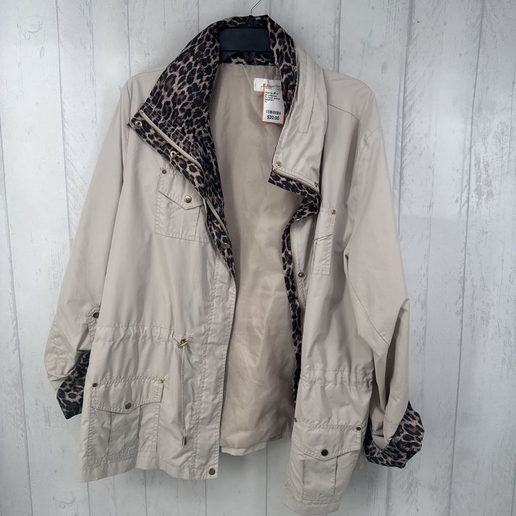 XL nylon animal print detail jacket