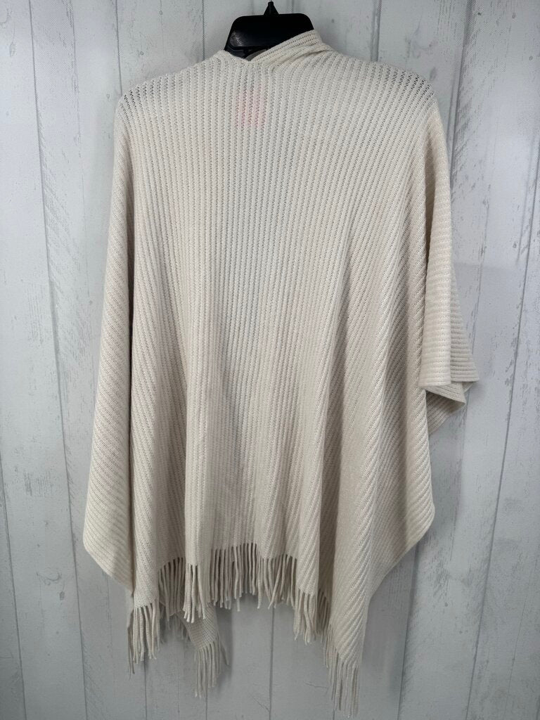 O/S knit fringe hem poncho