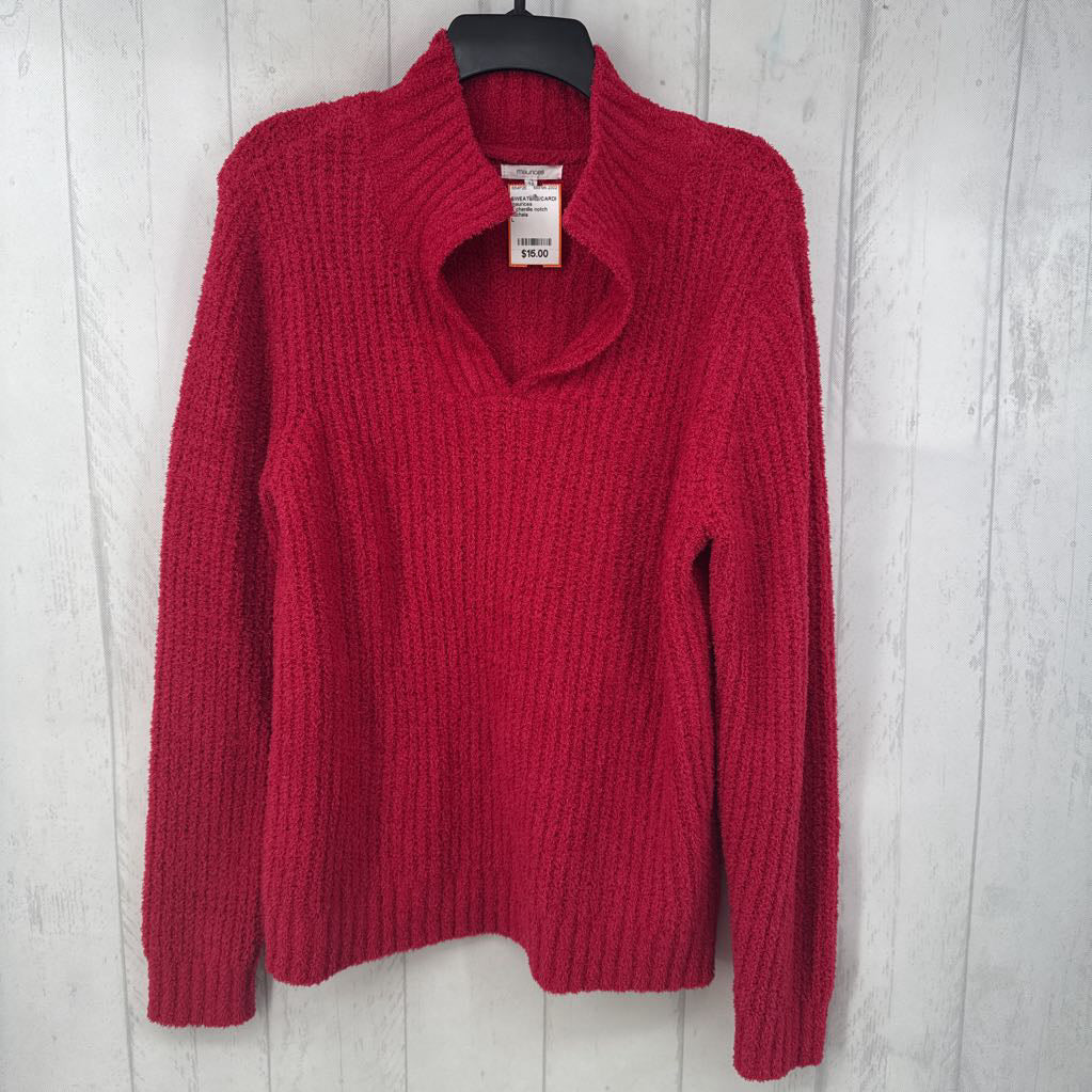 L chenille notch neck sweater