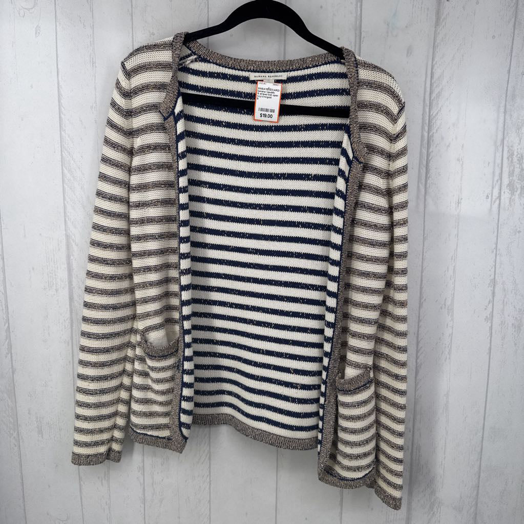 S striped knit open front cardi