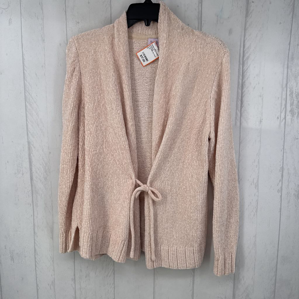 S chenille tie front cardi