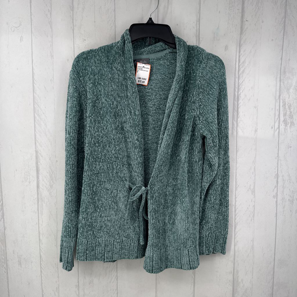 S chenille tie front cardi