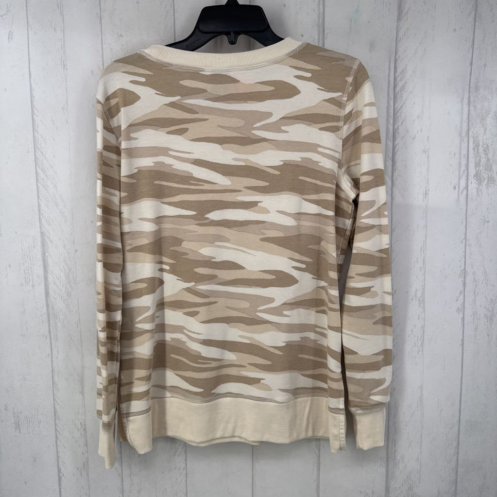 M camo print l/s top
