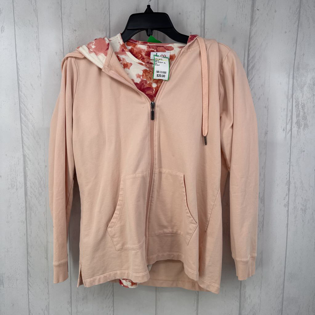 2PC S/XS-P flo print s/s tee & full zip hoodie