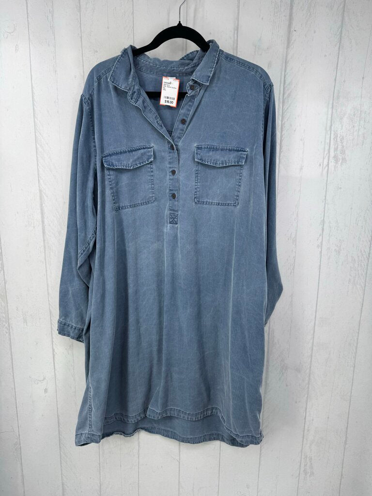 XXL denim button down l/s dress