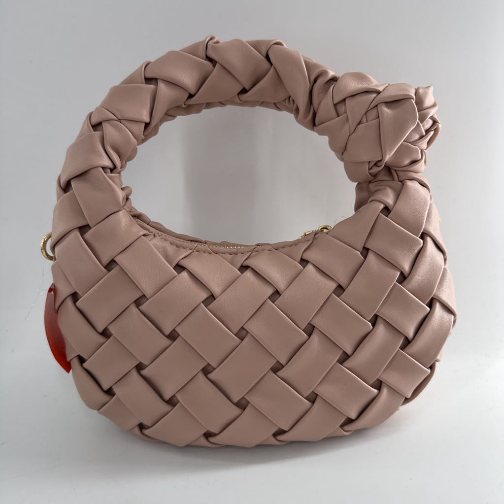 woven knotted handle handbag