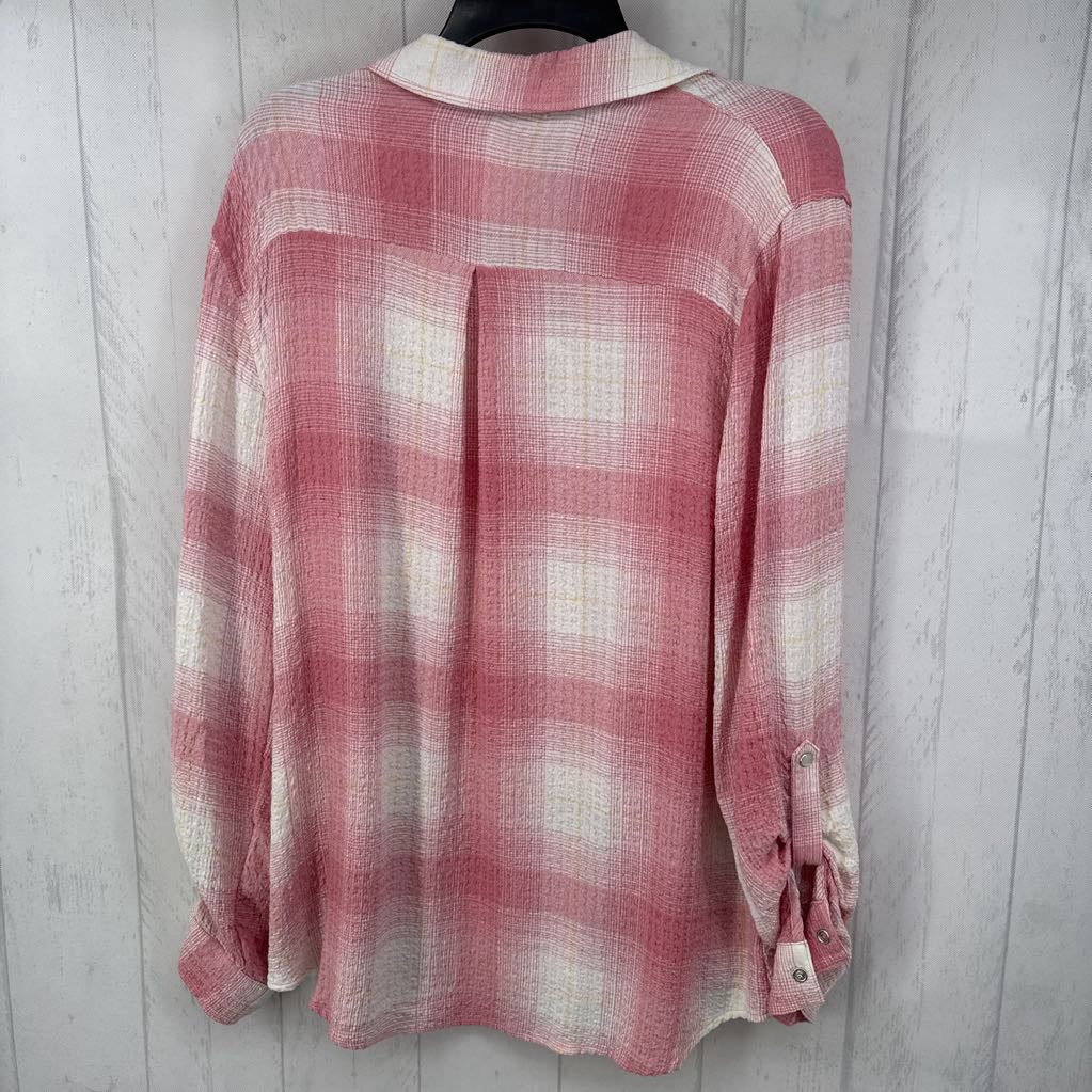L plaid button down l/s top