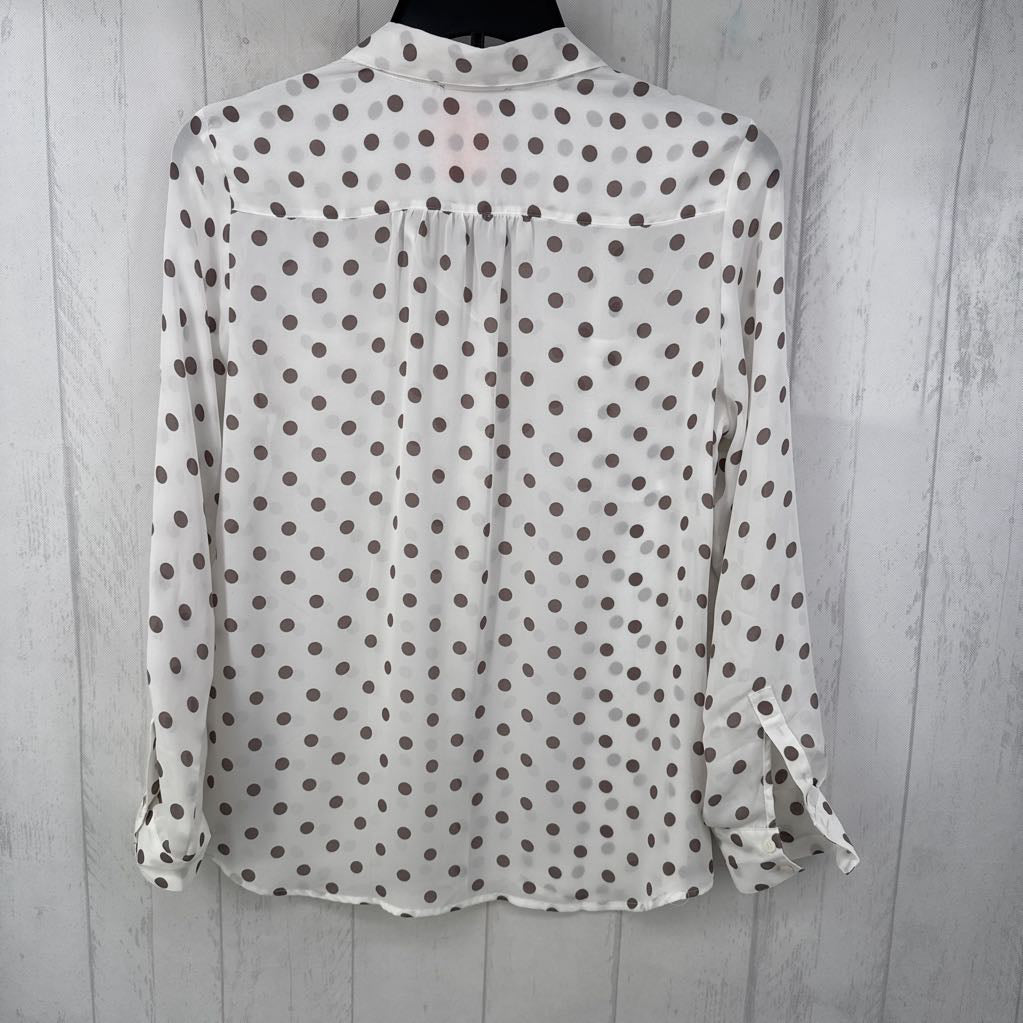 L polka dot button down l/s top