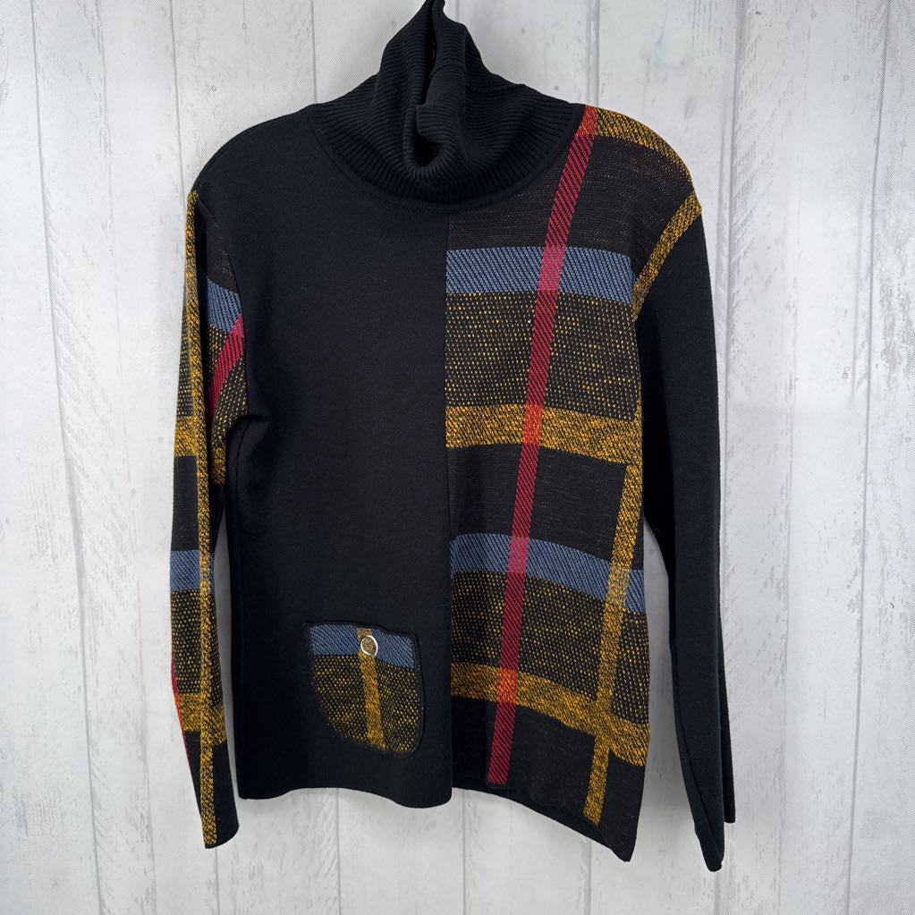S plaid t-neck sweater