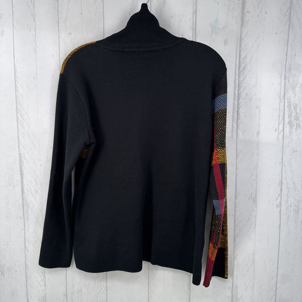 S plaid t-neck sweater