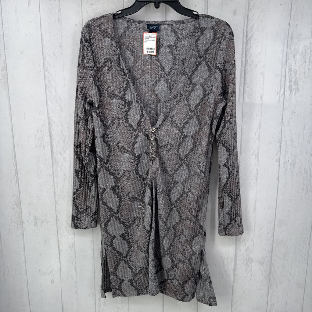 S snakeskin print l/s cardi