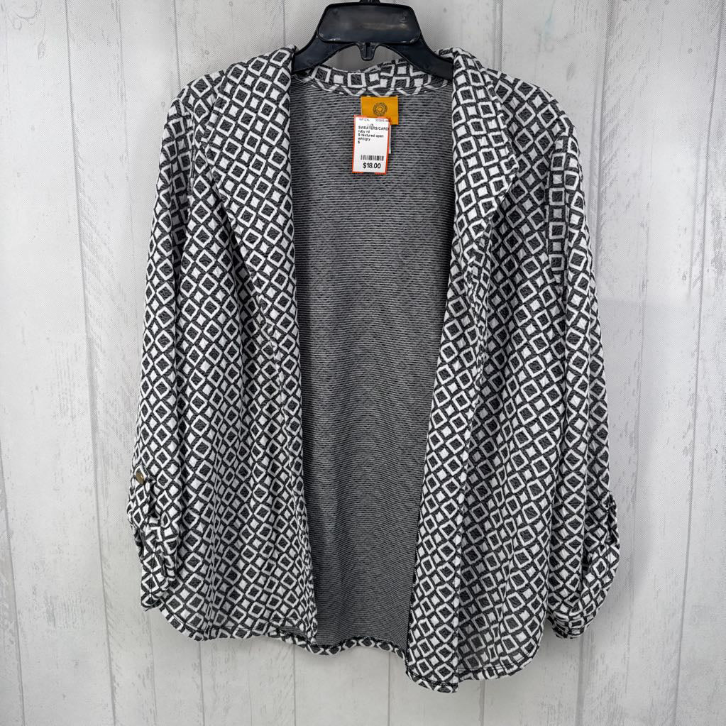 S textured open front l/s cardi