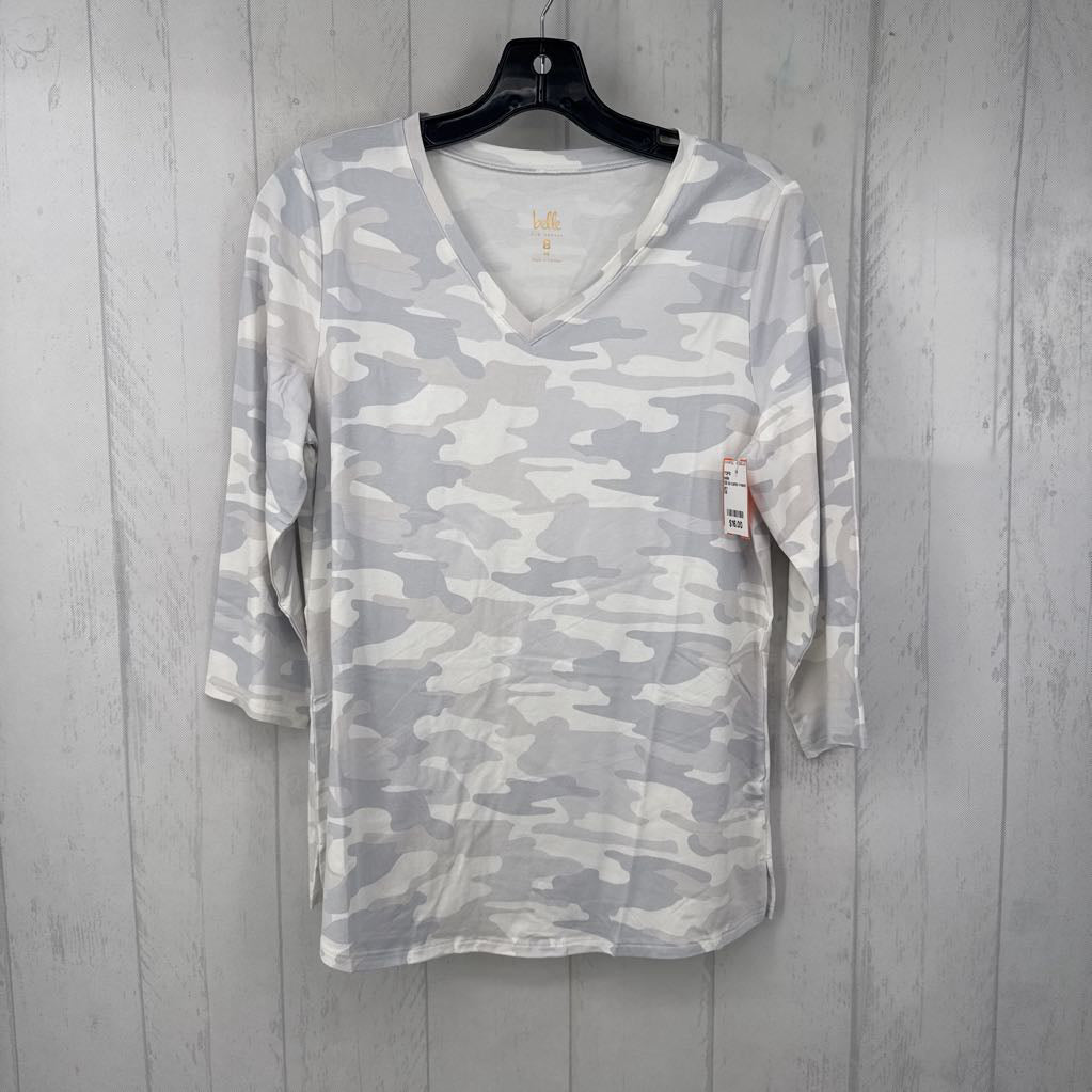 XS l/s camo v-neck top