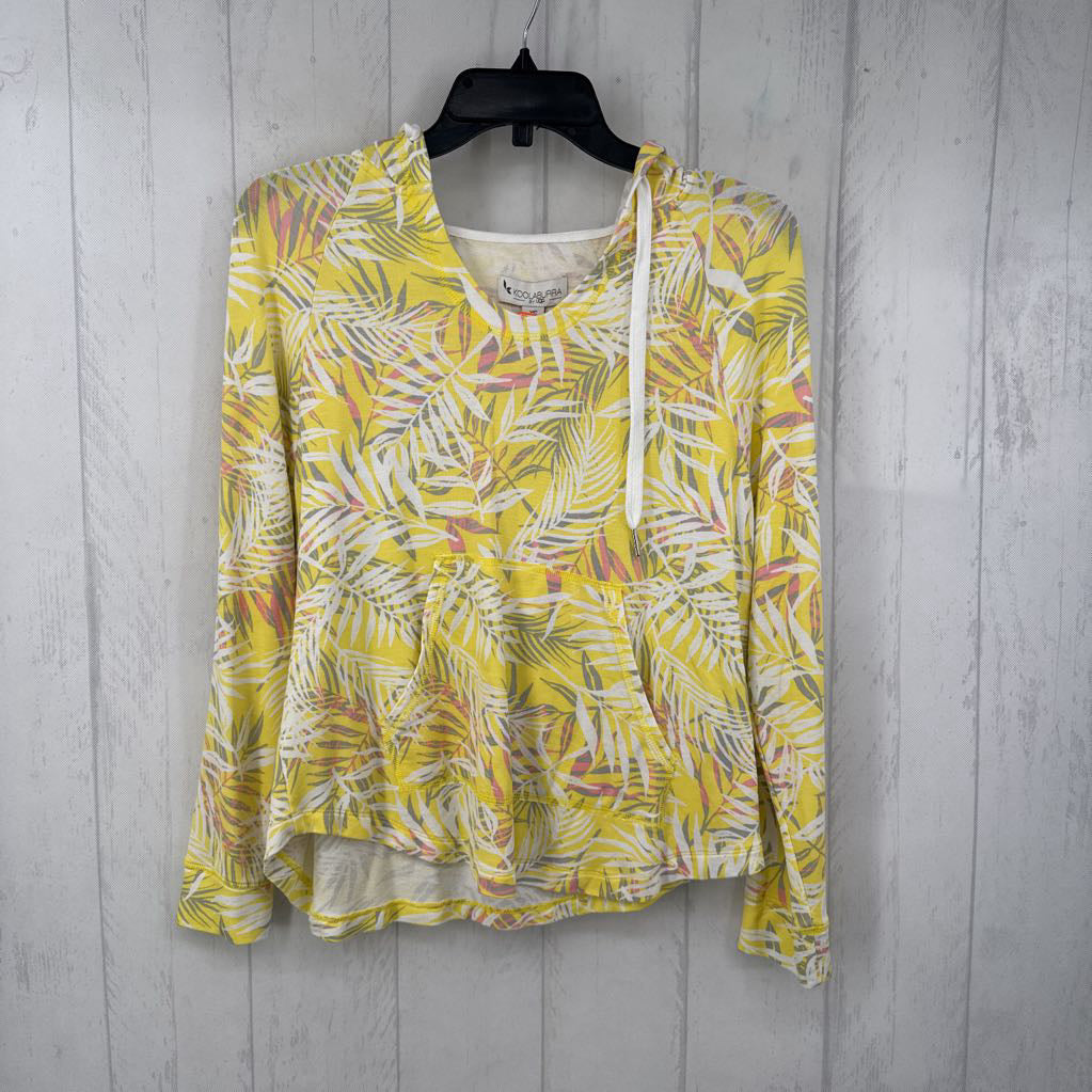 XS l/s leaf print top w/ hood