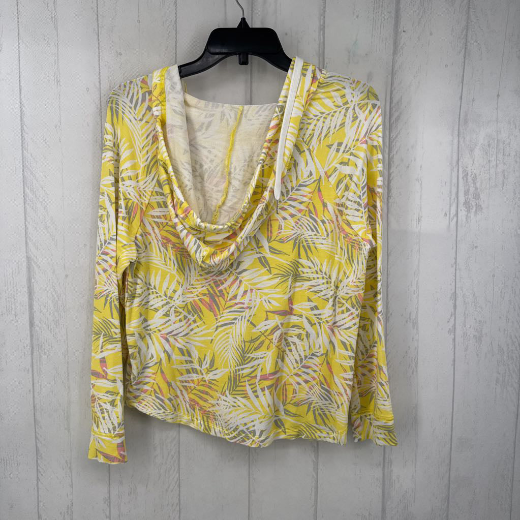 XS l/s leaf print top w/ hood