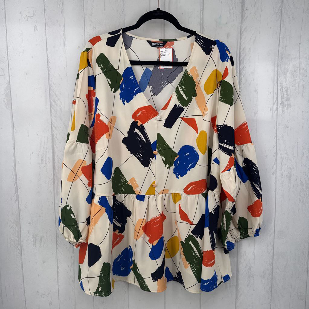 22 l/s print v-neck top