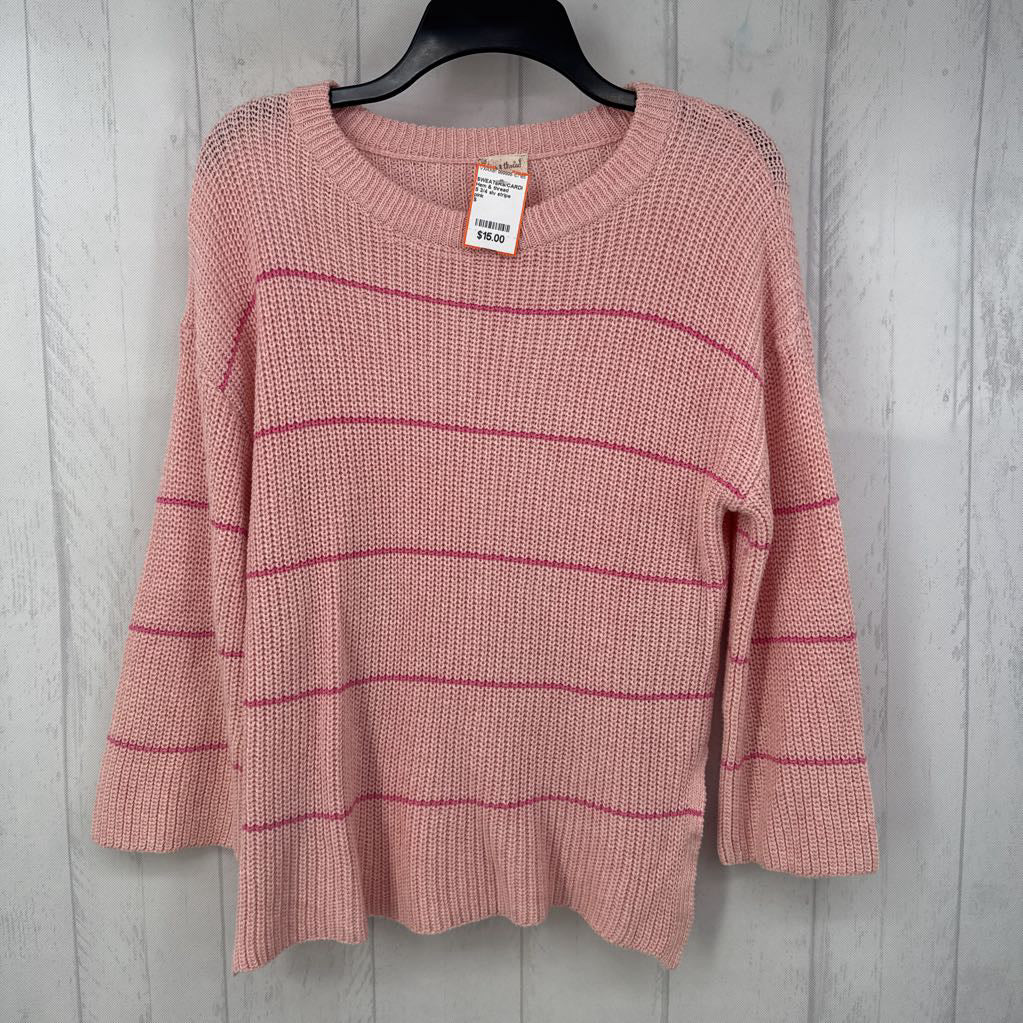 S 3/4 slv stripe sweater