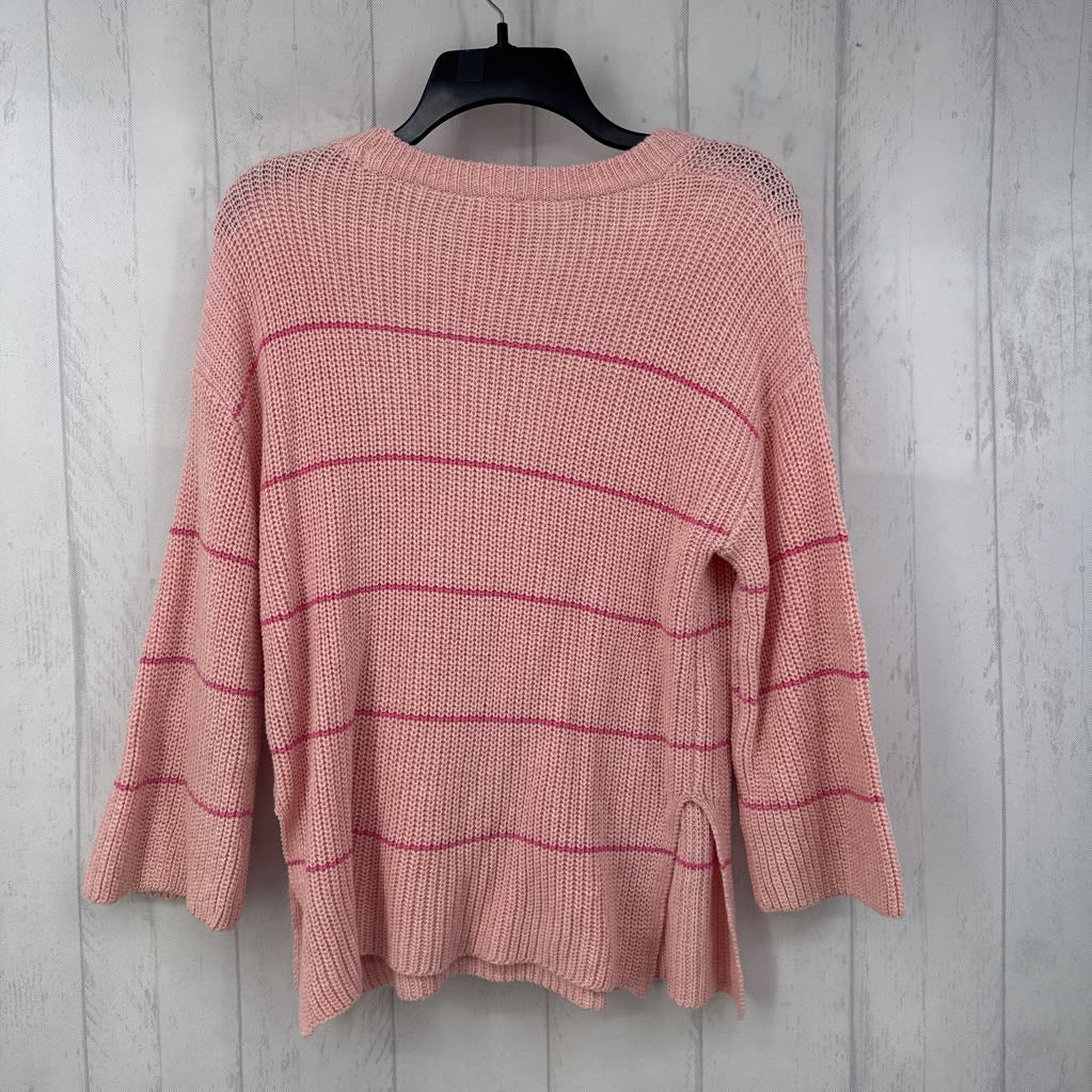 S 3/4 slv stripe sweater