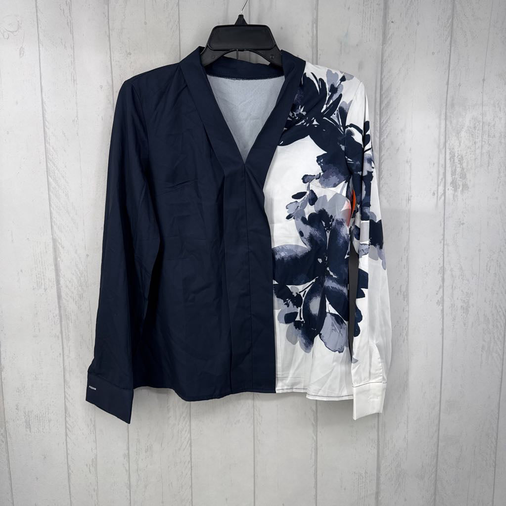 S colorblock floral l/s top