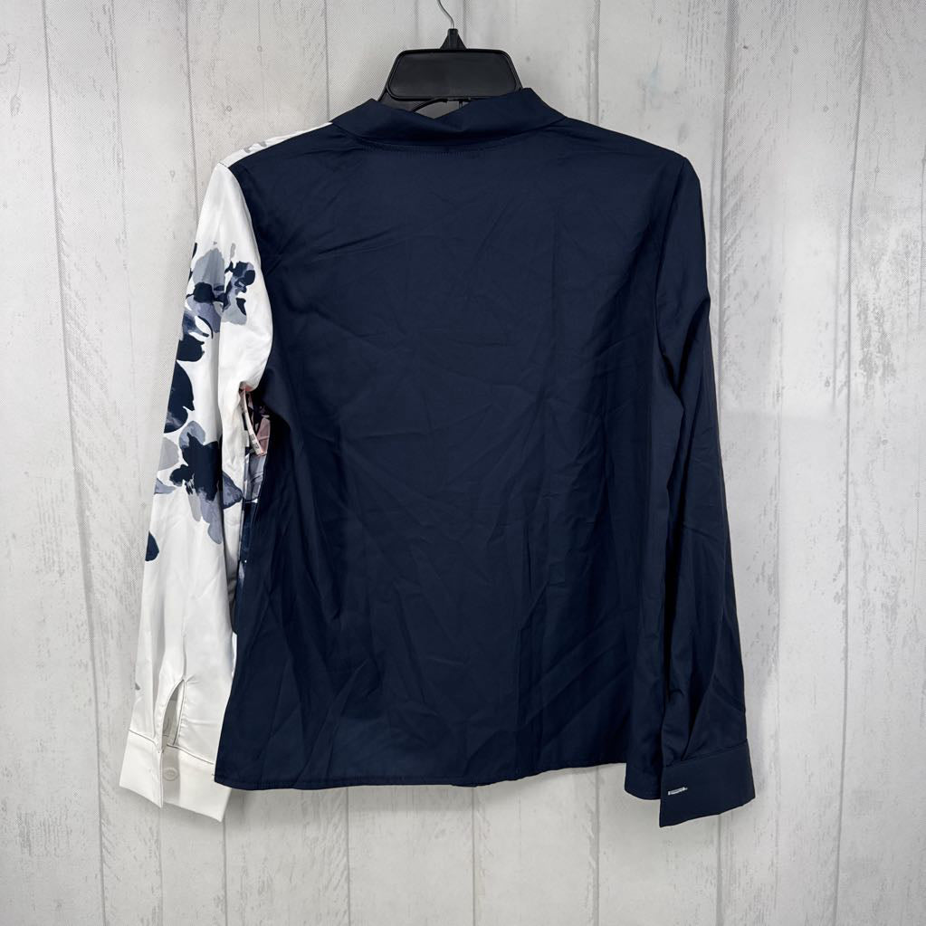 S colorblock floral l/s top