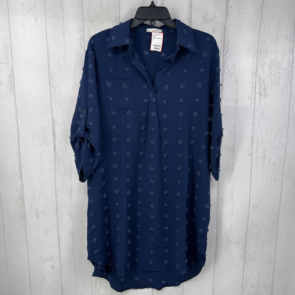 L textured button down l/s top