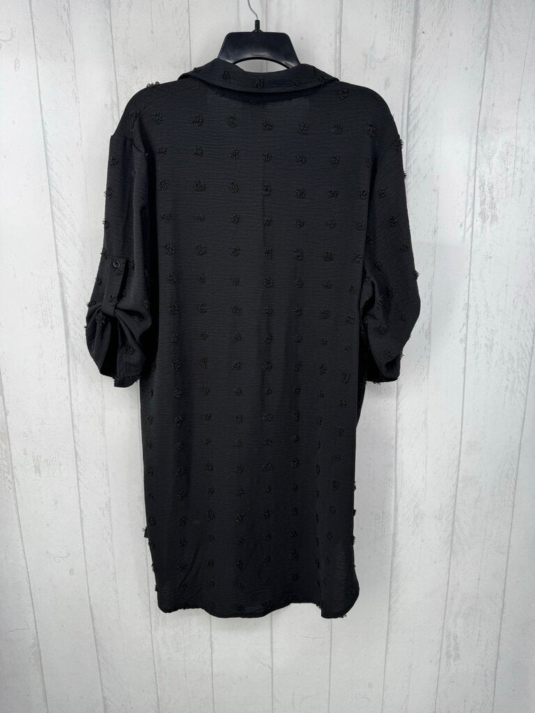 L textured v-neck tab slv top