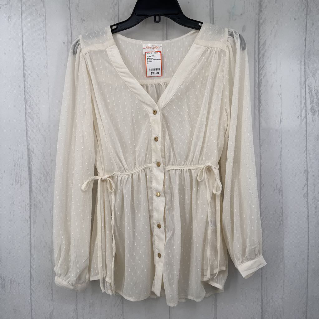 S cinch waist sheer l/s top