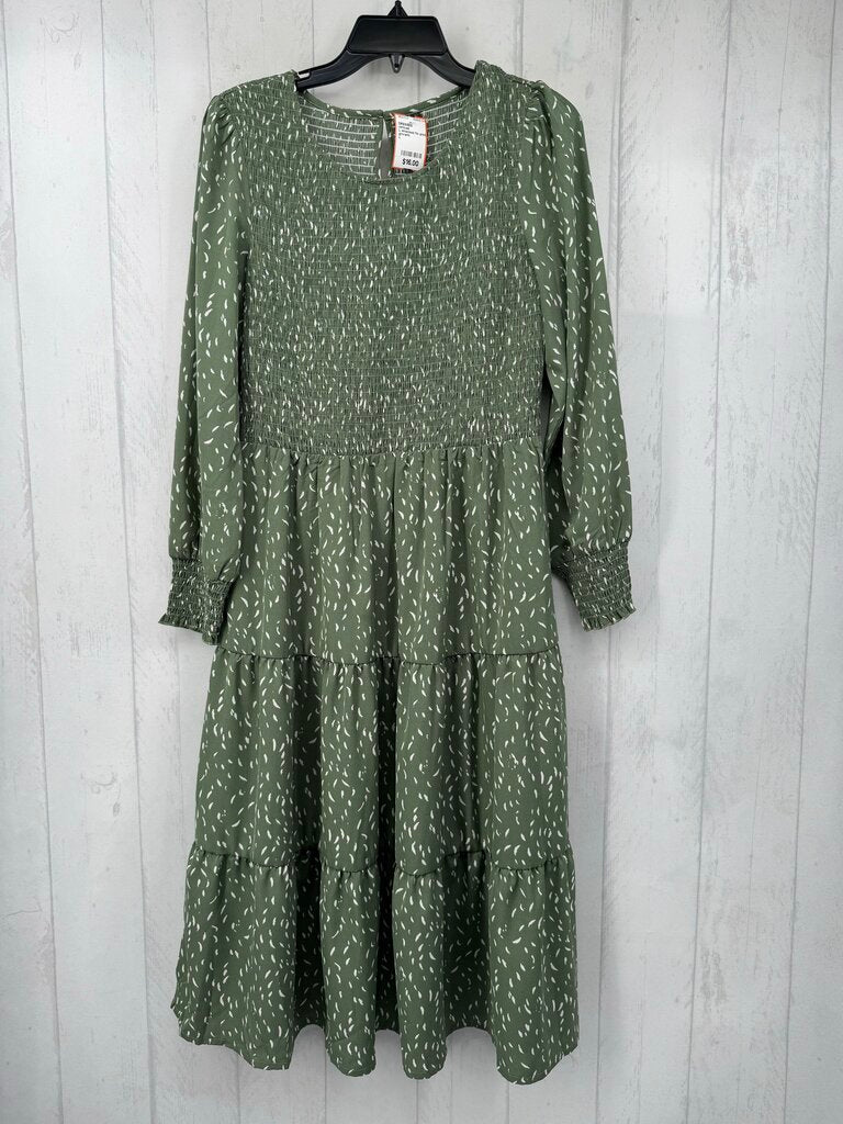 L smocked flo print l/s dress