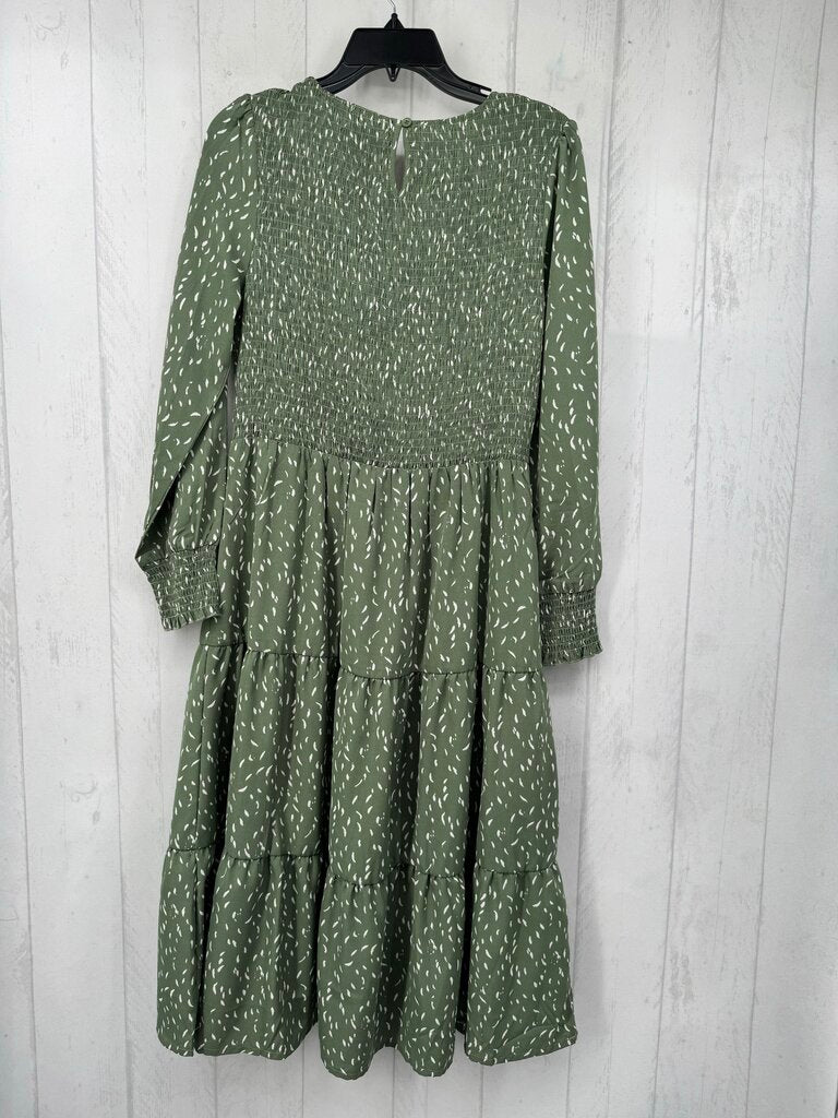 L smocked flo print l/s dress