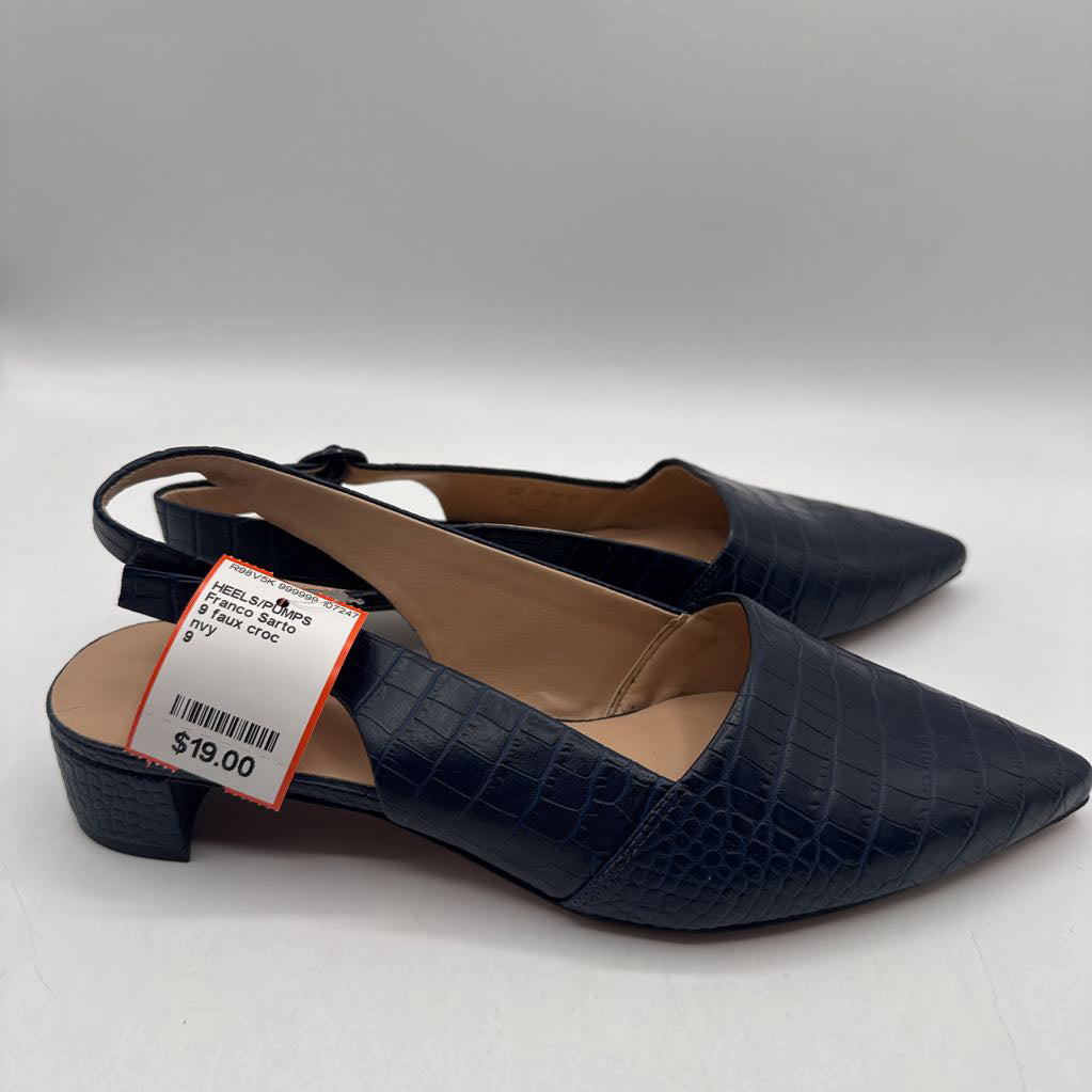 9 faux croc slingbacks
