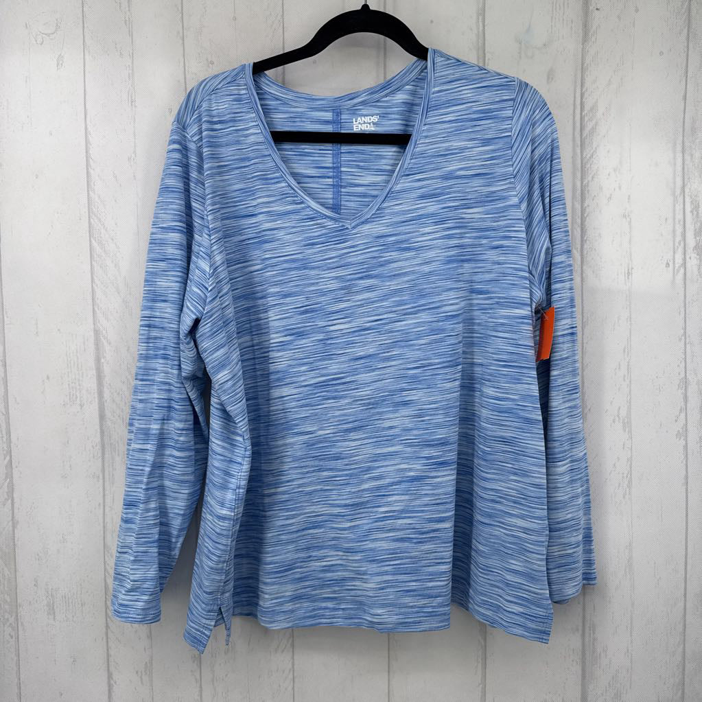 1X marled v-neck l/s tee