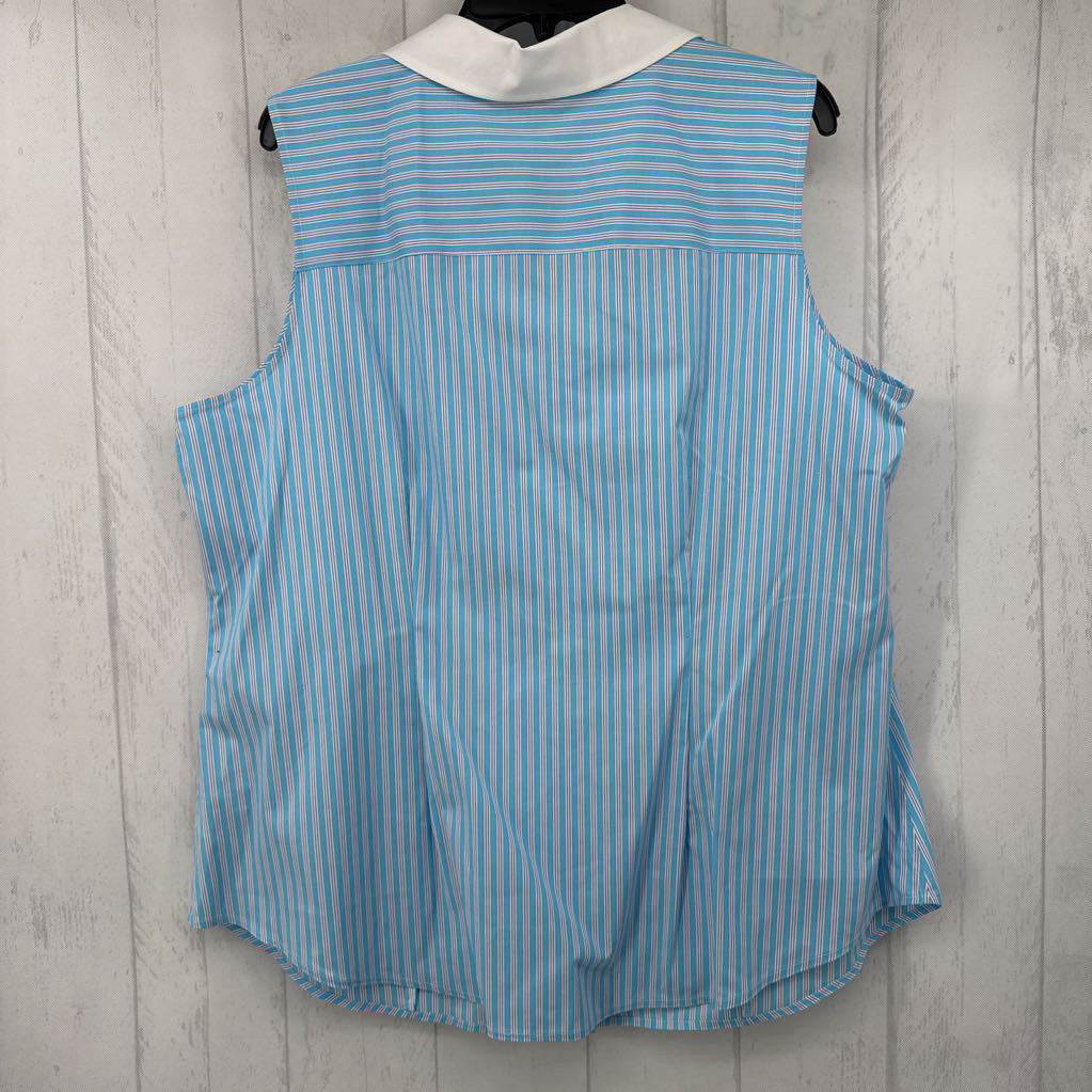 16w striped button down slvls top