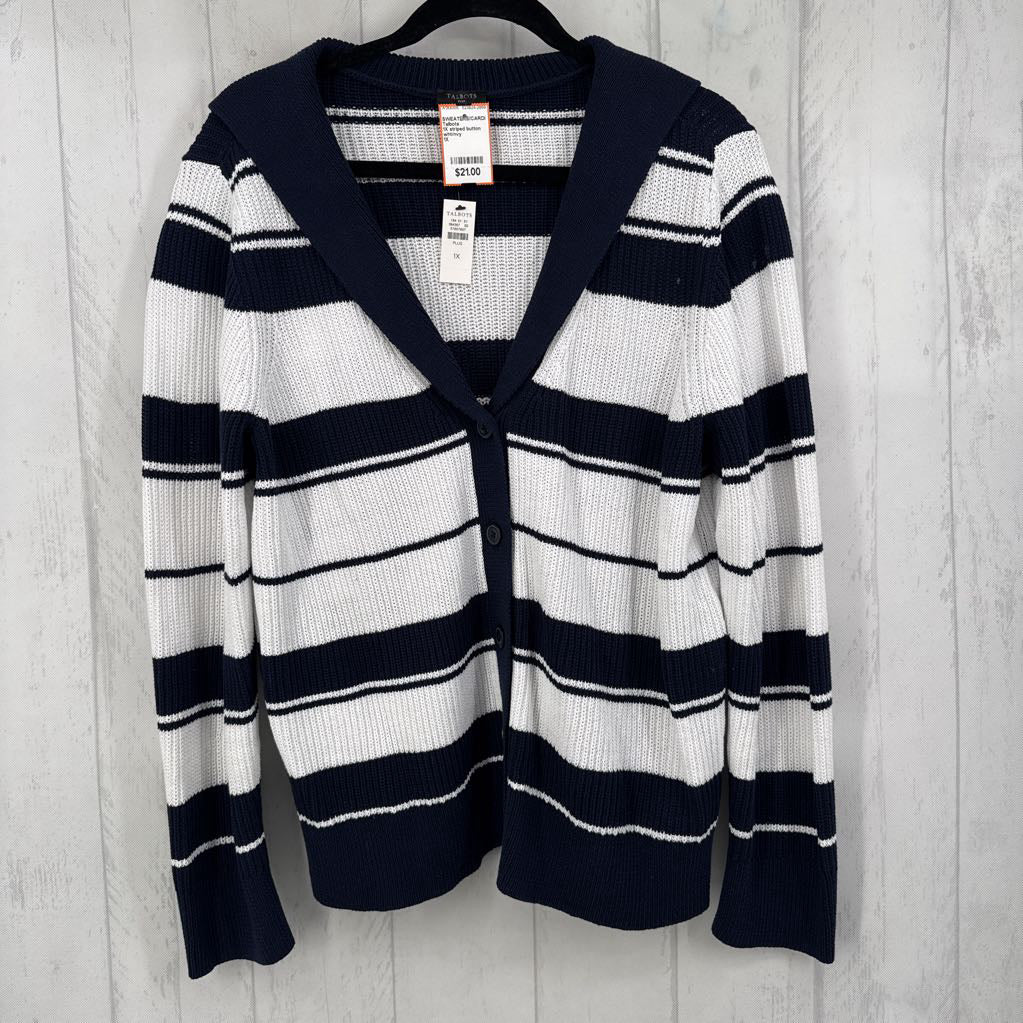 1X striped button down cardi