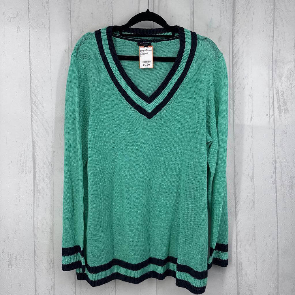 1X colorblock v-neck sweater