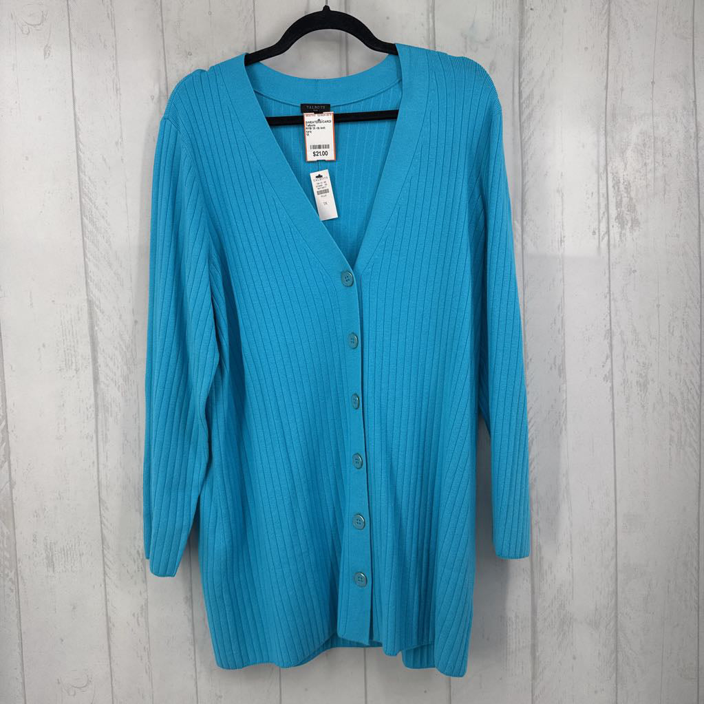 R119 1X rib knit button down cardi