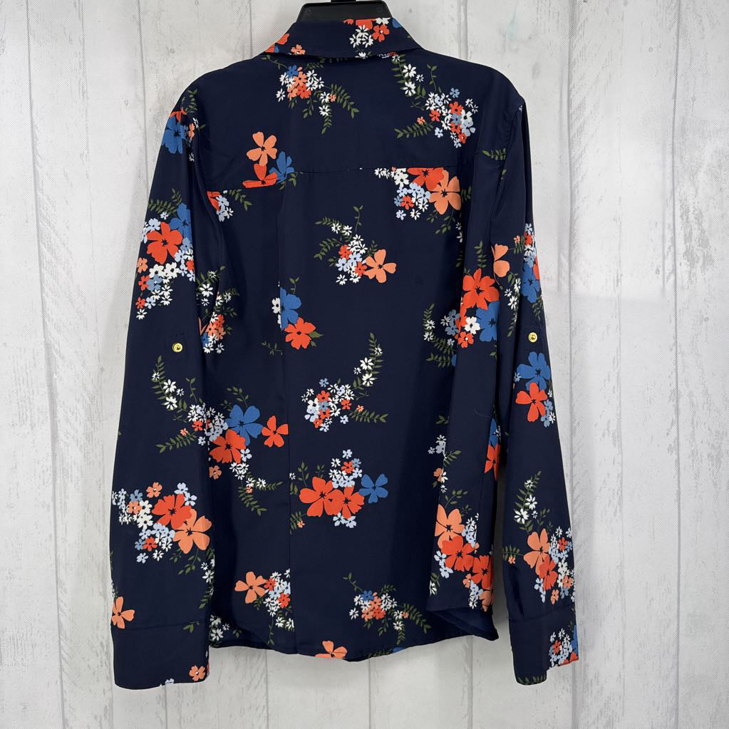 M flo print full-zip l/s top