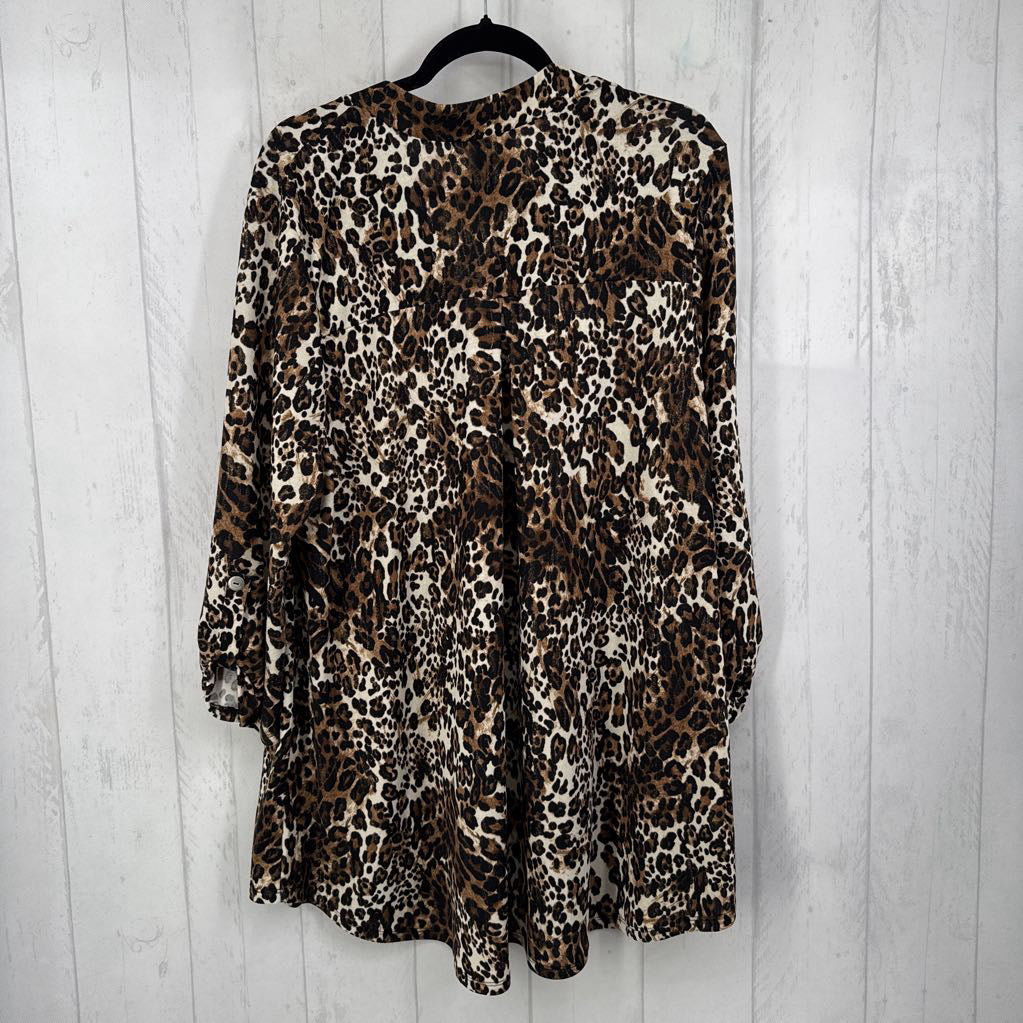 XXXL animal print v-neck 3/4 slv top