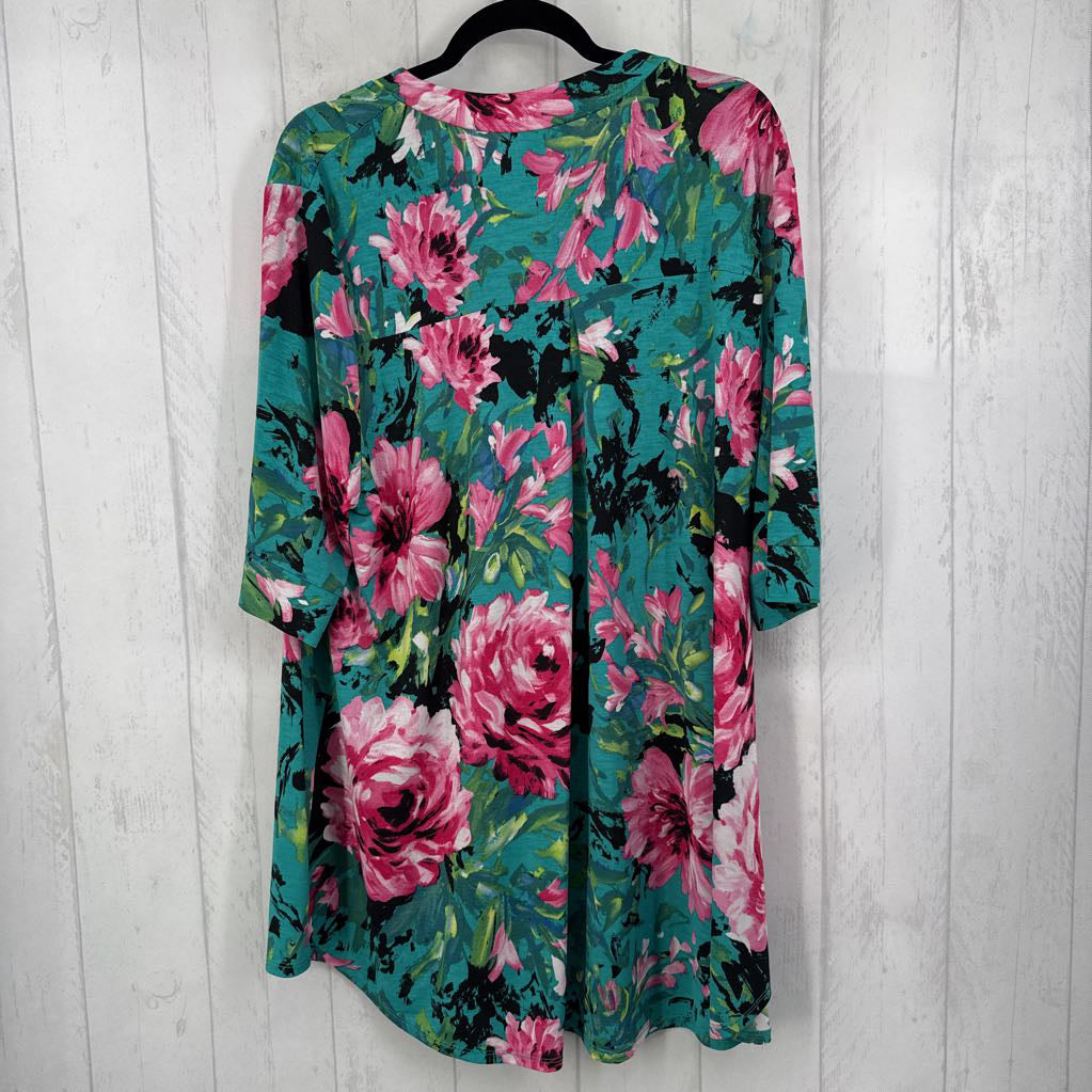 XXXL animal print v-neck 3/4 slv top